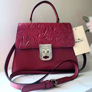 Patricia Nash Chauny Rosewood Tooled Genuine Leather Crossbody Satchel Bag - NWT
